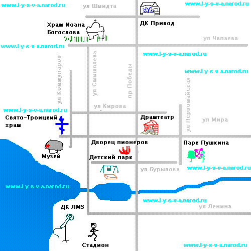 География автобусных остановок в Лысьве
